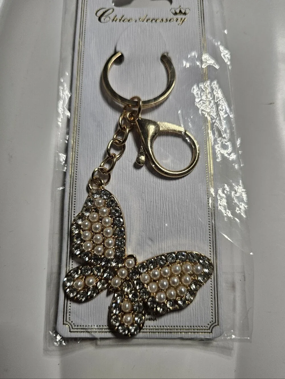 Crystal (Pick 1) Keychains/Bag Charms - Butterfly Or Hearts